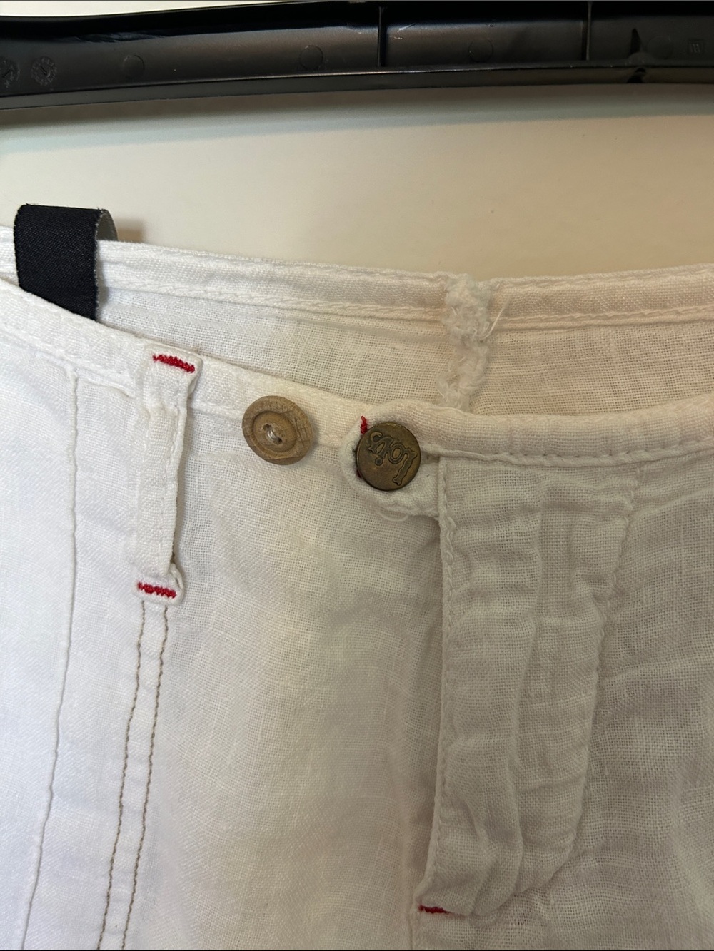 Women's White Linen Wide-Leg Pants - Picture 3 of 13